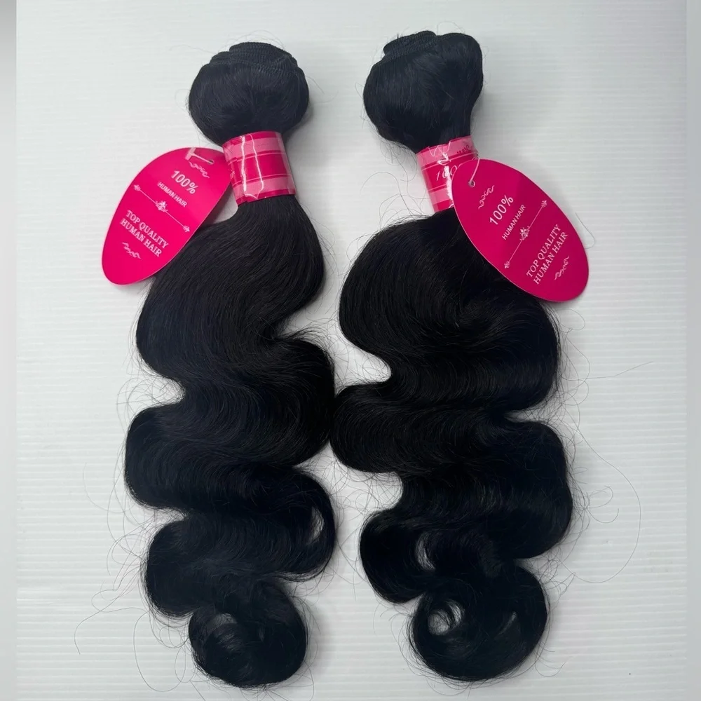 20” 100% Human Hair Body Wave Bundles – Natural Black, Soft Silky Weft Extension